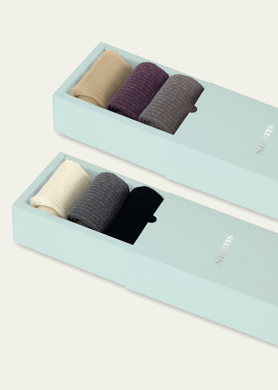 Stems 6-Pack Ribbed Cashmere-Blend Socks - Bergdorf Goodman