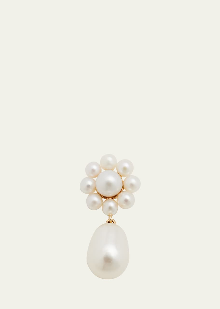 Image 1 of 1: Chambre de Fleur Freshwater Pearl Flower and Drop Earring in 14K Yellow Gold, Single