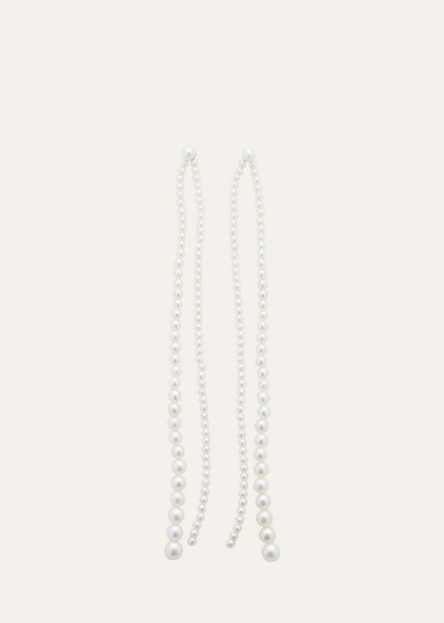Image 1 of 1: Promenade de Perles Extra Long 2-Strand Freshwater Pearl Earrings in 14K Yellow Gold
