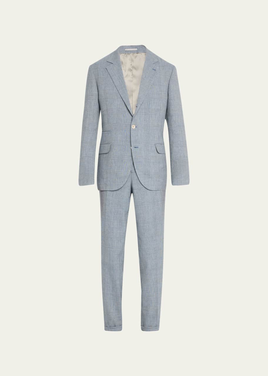 Brunello Cucinelli Men's Linen and Wool Suit Blue