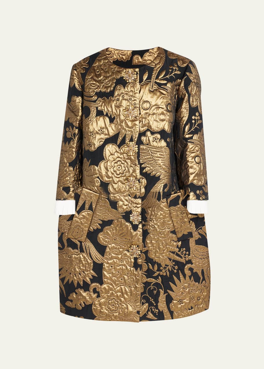 Andrew Gn Brocade Collarless Evening Coat - Bergdorf Goodman