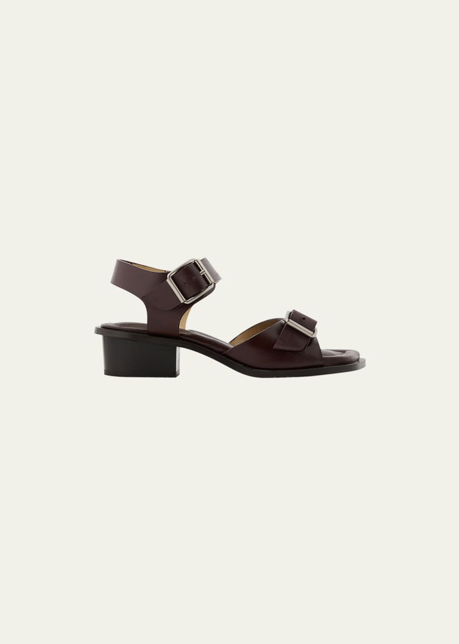 LEMAIRE Leather DoubleBuckle Sandals Bergdorf Goodman