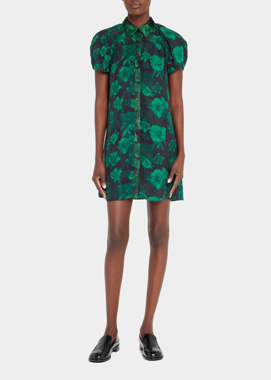 ALICE + OLIVIA Floral Jem Puff-Sleeve Shirtdress - Bergdorf Goodman