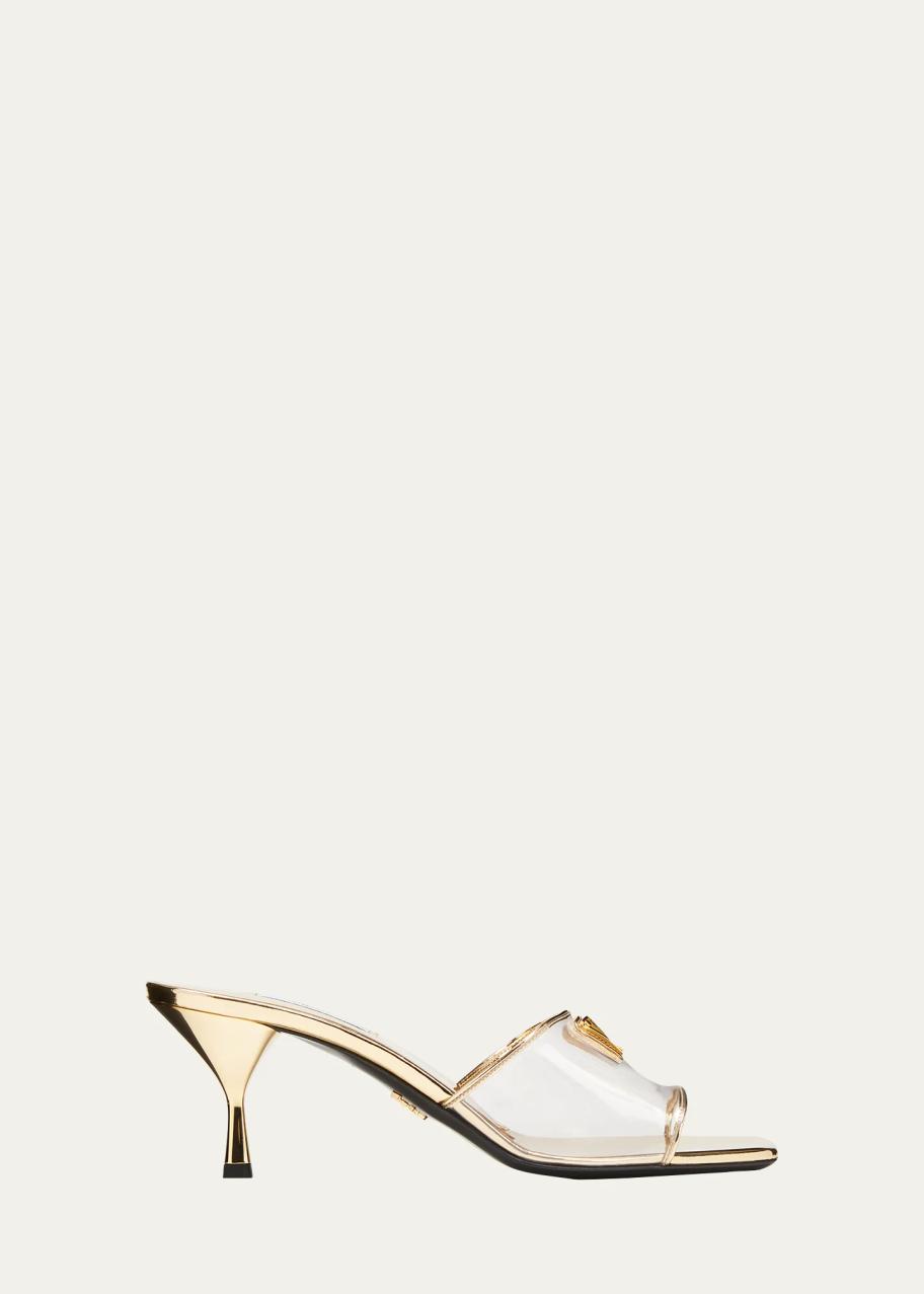 Prada Clear Metallic Mule Sandals - Bergdorf Goodman