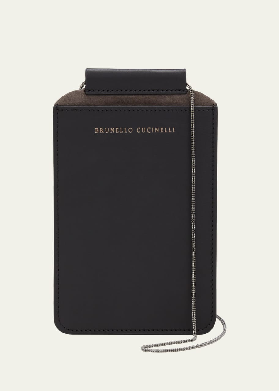 Brunello Cucinelli Napa Leather Phone Case w/ Monili Chain