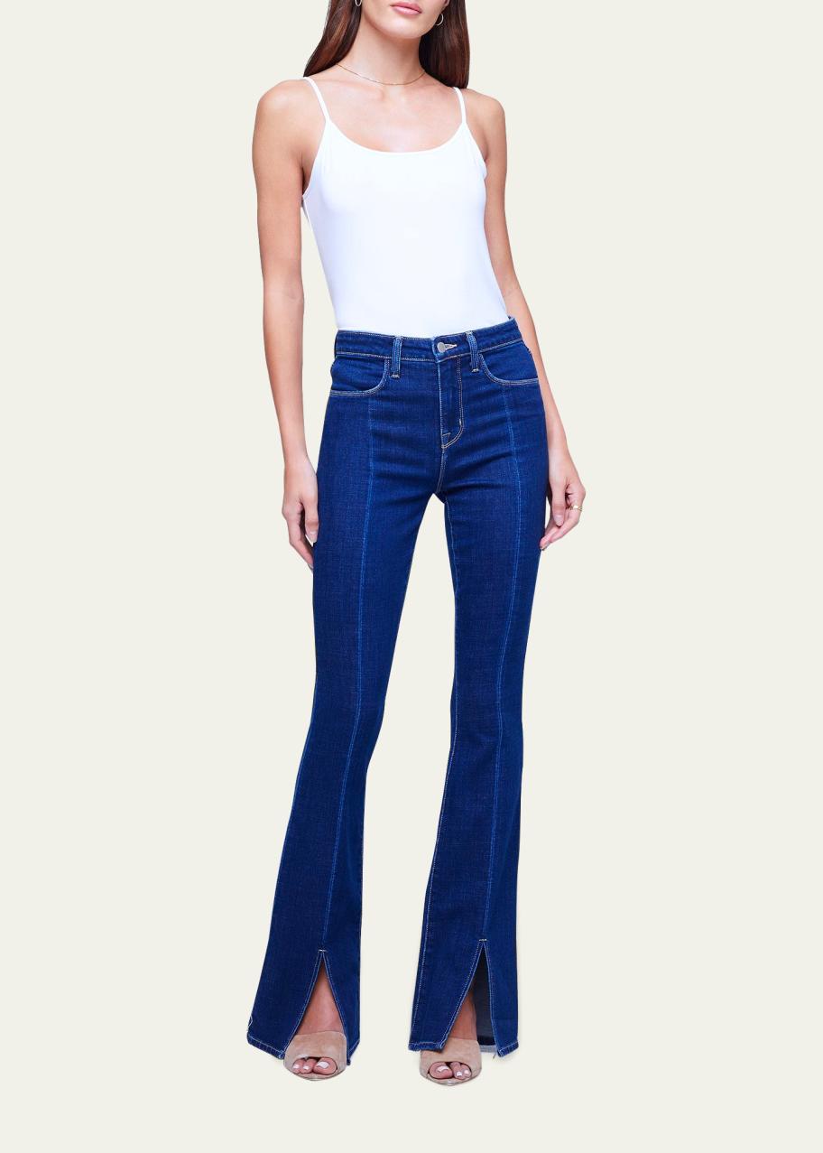 L'Agence Beatrix High Rise Baby Bootcut Split Jeans - Bergdorf Goodman