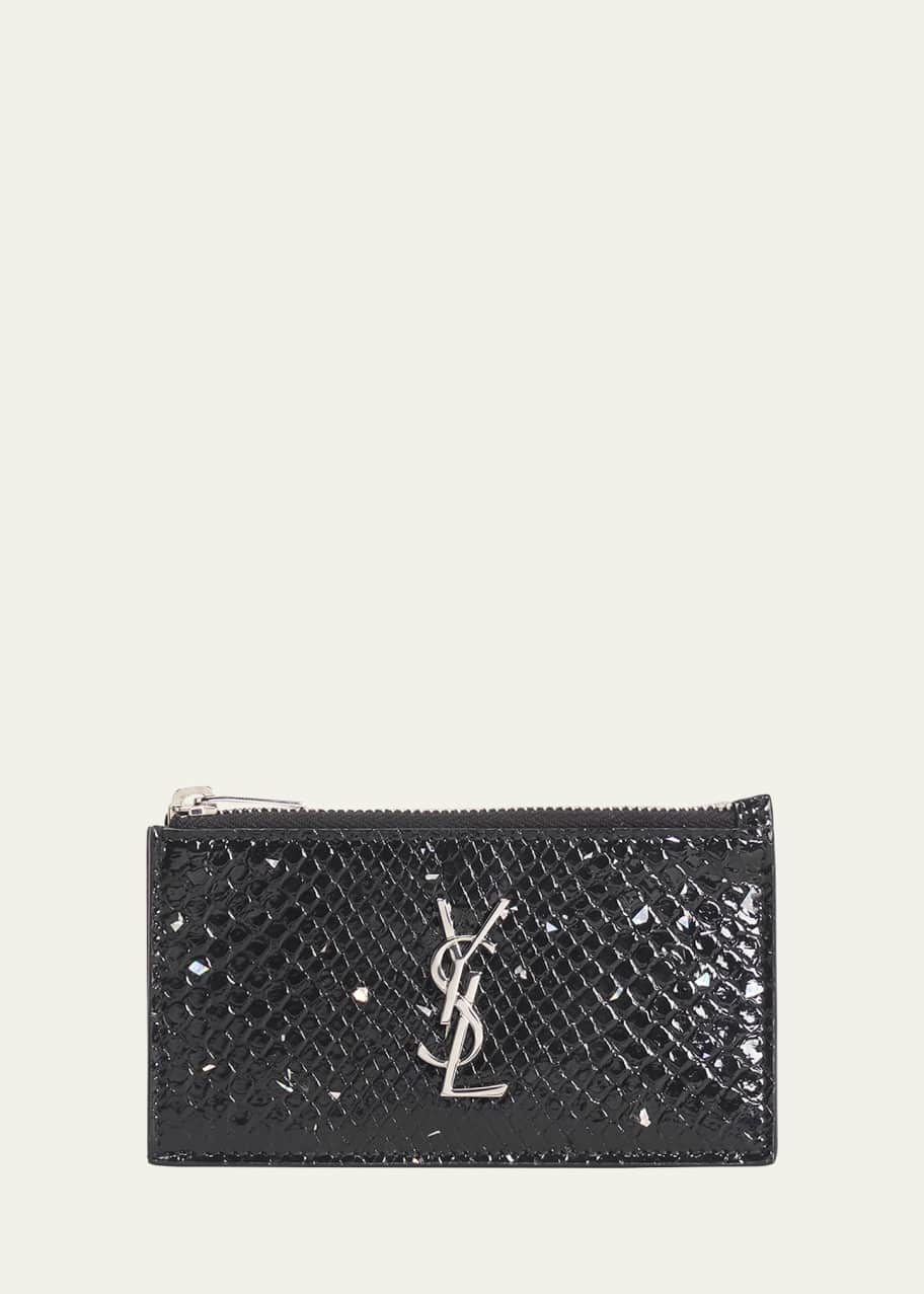 Saint Laurent YSL Monogram Ziptop Card Case in Python
