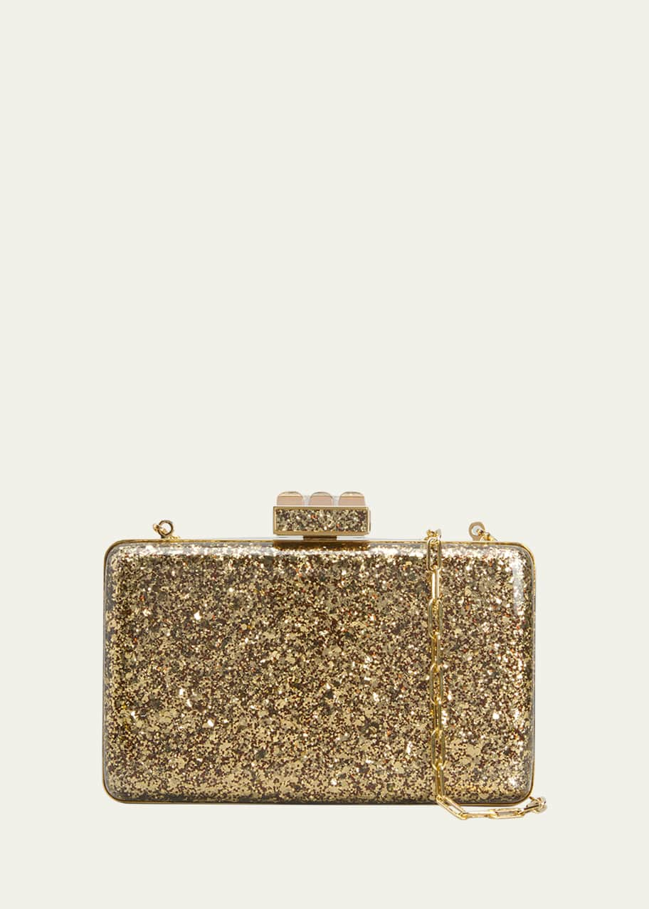 Tom Ford Glitter Plexi Glass Clutch Bag In Gold