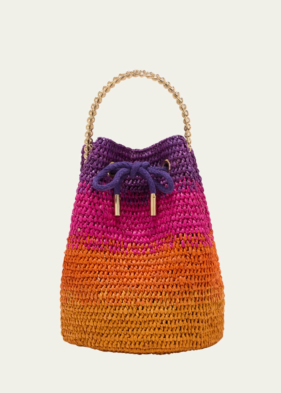 Rabanne Arty Multicolor Raffia Chain Bucket Bag - Bergdorf Goodman