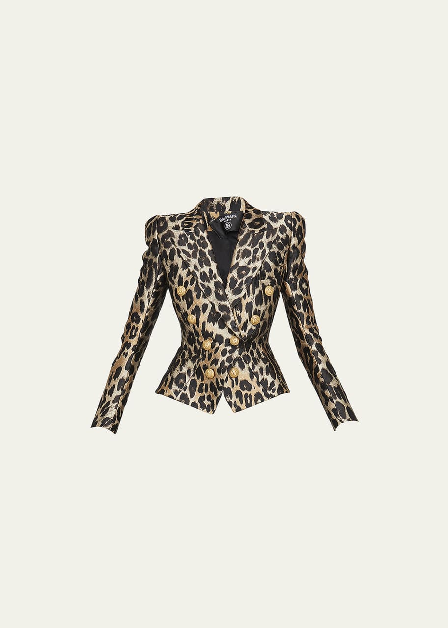 Balmain Leopard Print Jacquard Tailored Jacket - Bergdorf Goodman