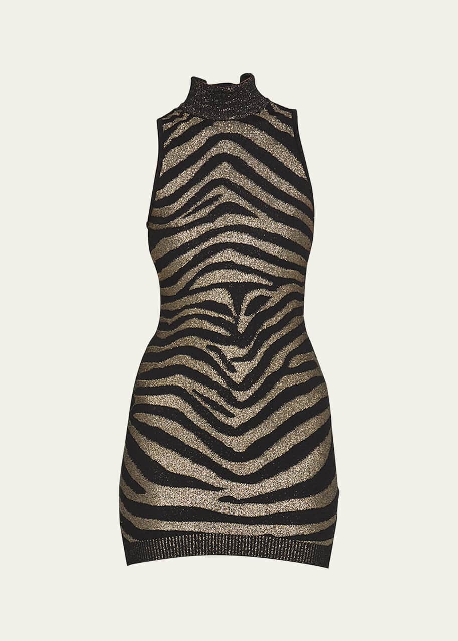 knee length dresses for ladies Sexy Black Tight Mini Dress: Cutout Zebra Mesh Ties Black / S main image 1