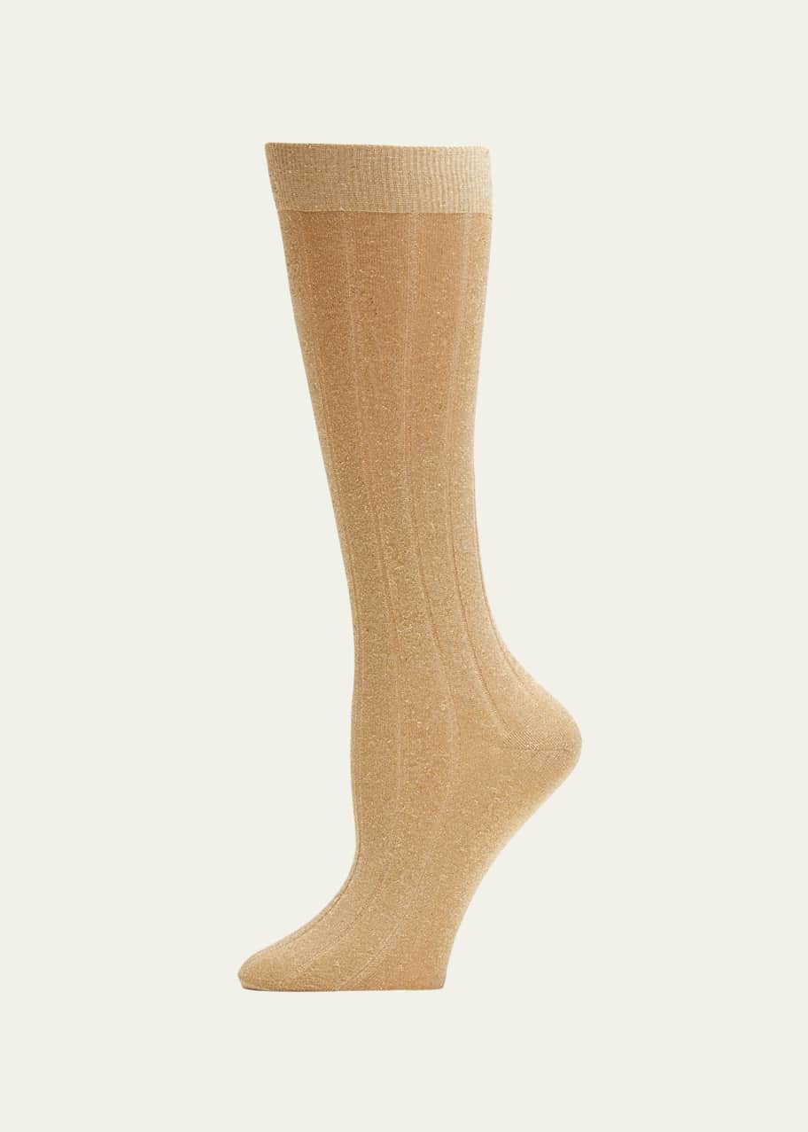 Image 1 of 1: Ribbed Shimmer Crew Socks