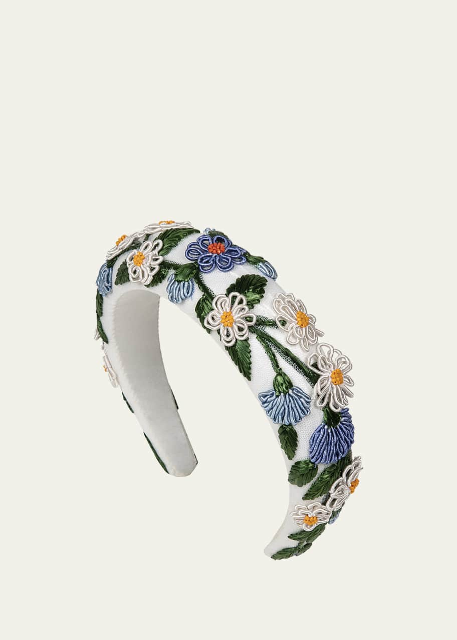 Image 1 of 1: Mariana Voilette Headband w/ Floral Applique Details
