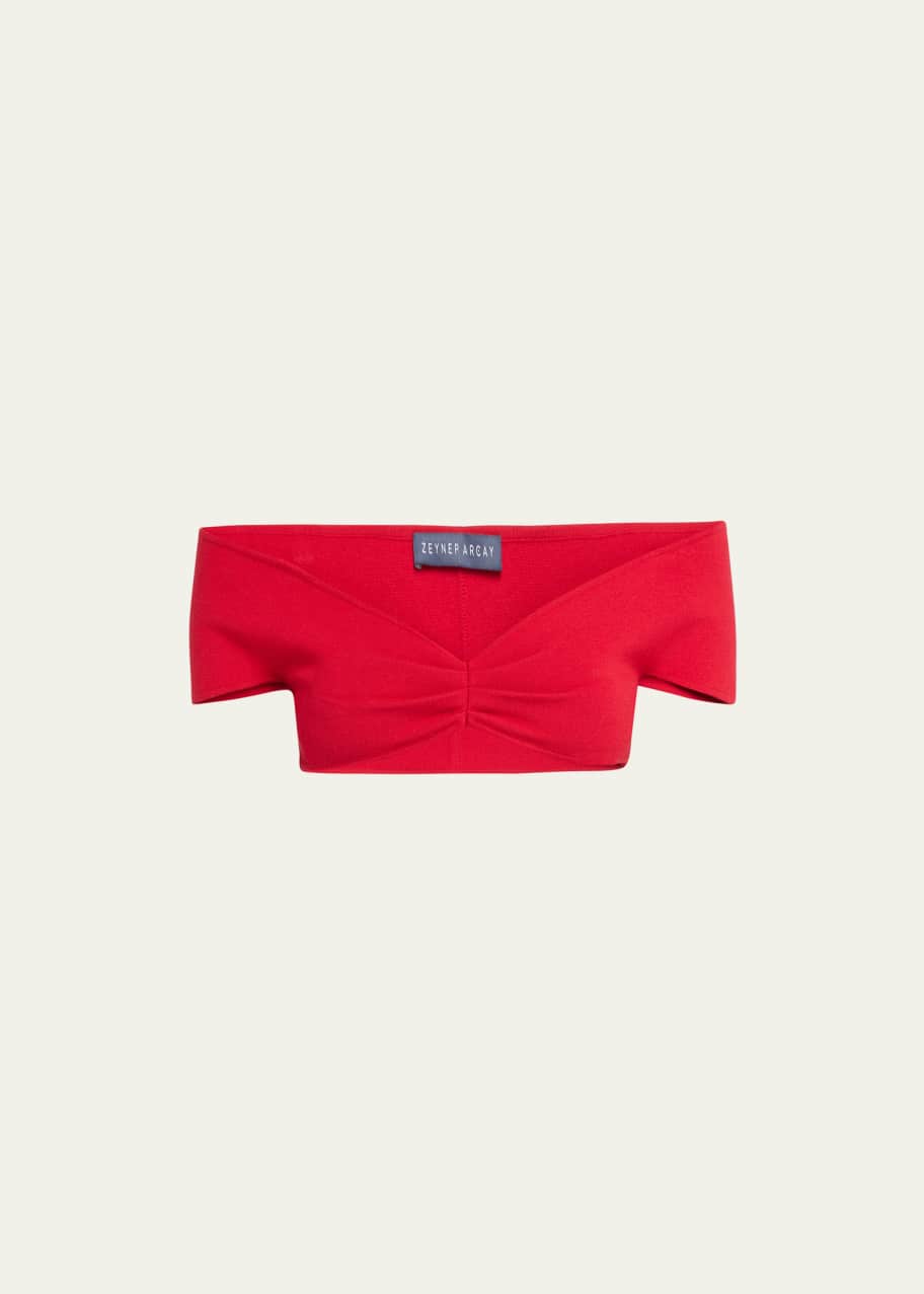 Image 1 of 1: Off-Shoulder Knit Crop Top