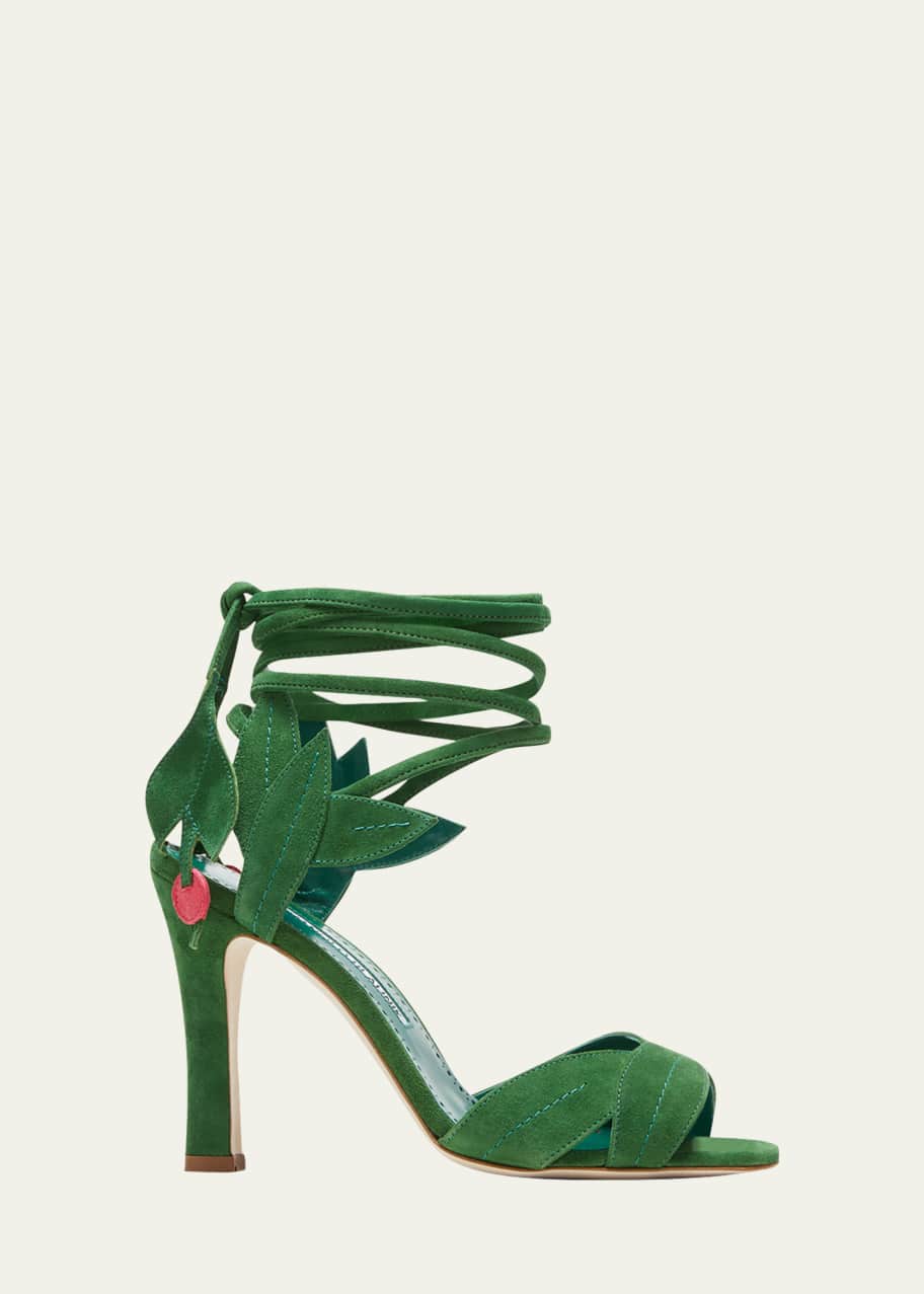 Manolo Blahnik スエード ミュール フェザー装飾 Manolo Blahnik スエード ミュール フェザー装飾 Manolo Blahnik