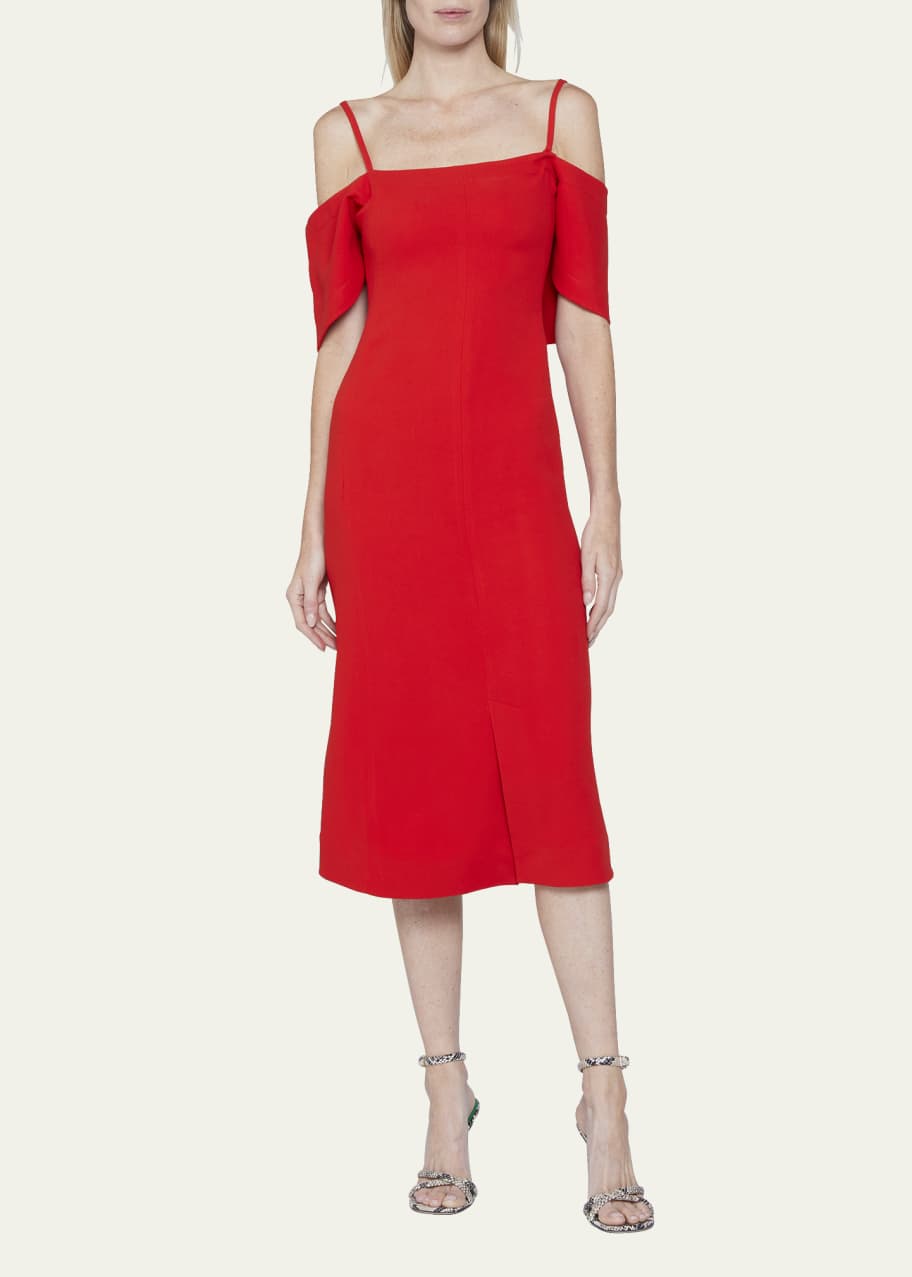 Victoria Beckham Cold-Shoulder Bandeau Midi Dress - Bergdorf Goodman