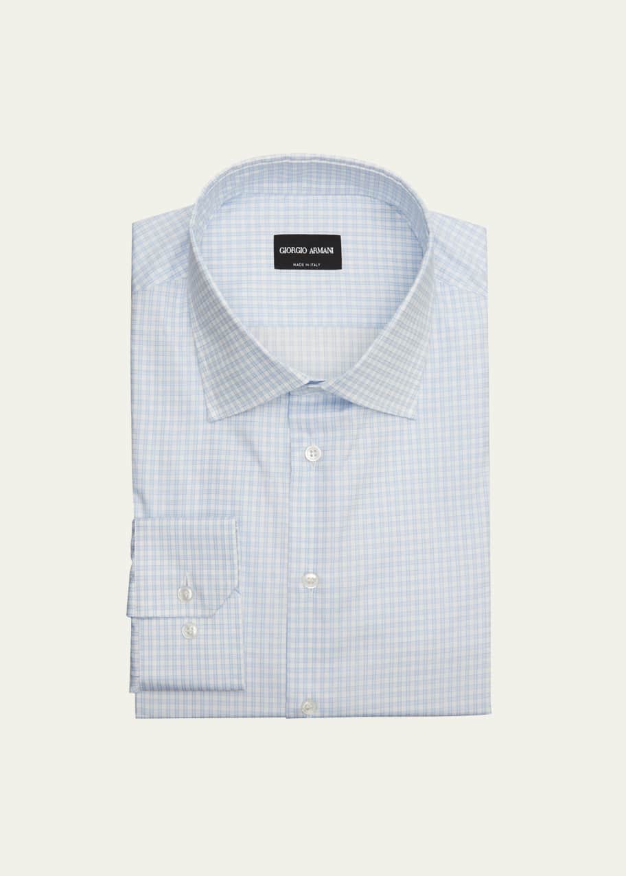 Giorgio Armani Men s Micro Check Cotton Dress Shirt Bergdorf Goodman