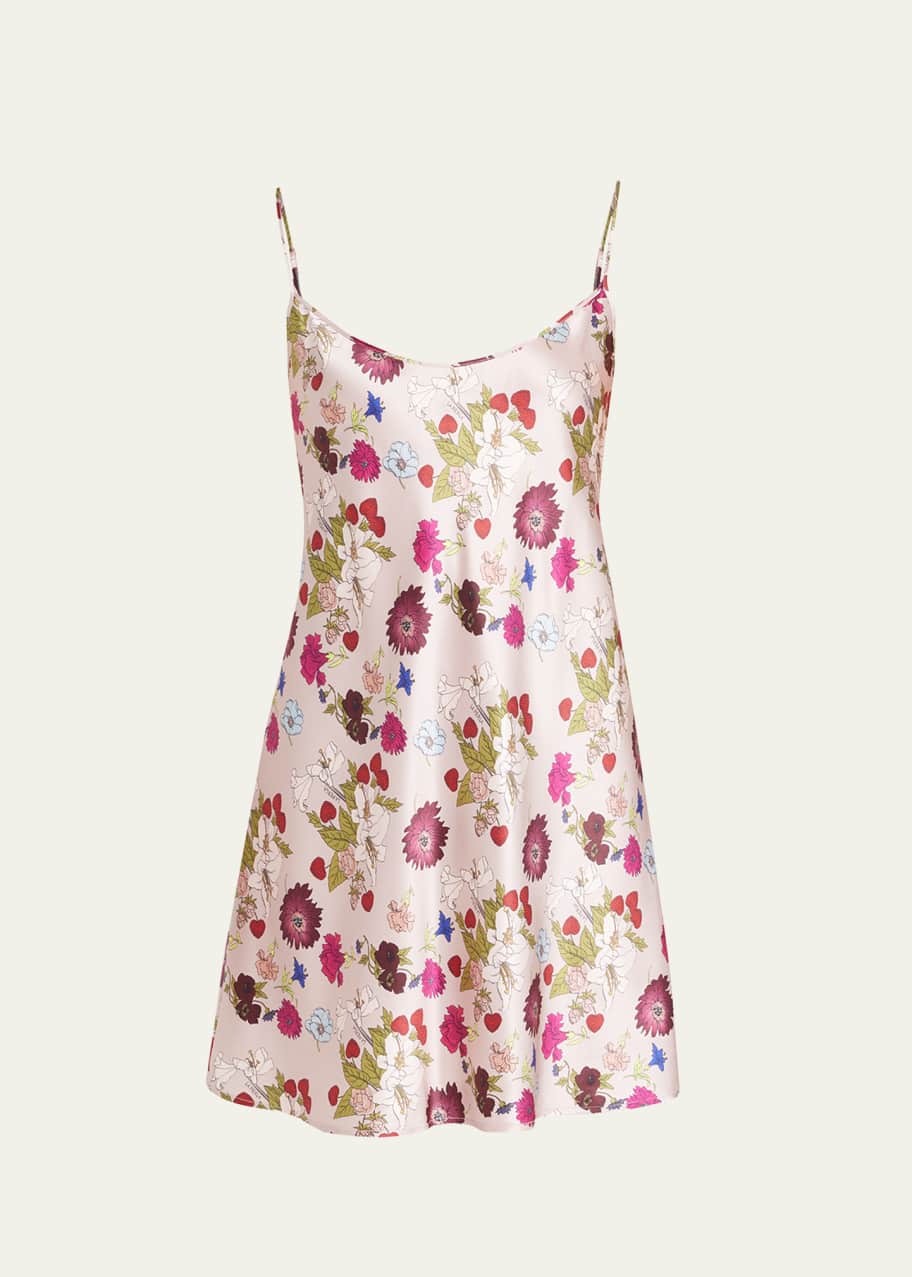 La Perla Floral-Print Silk Slip Dress Bergdorf Goodman