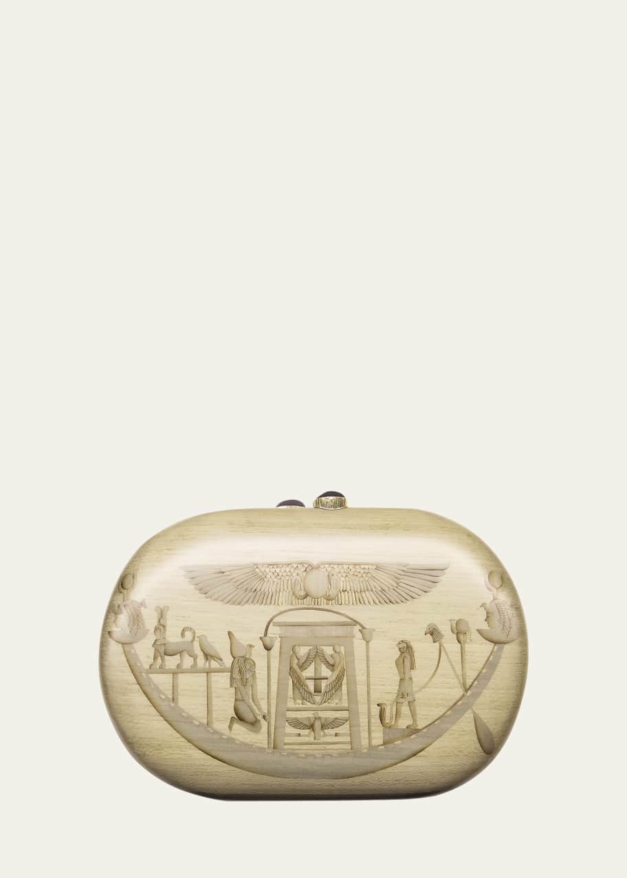 Silvia Furmanovich Egypt Marquetry Clutch with Moonstone and 18K Gold