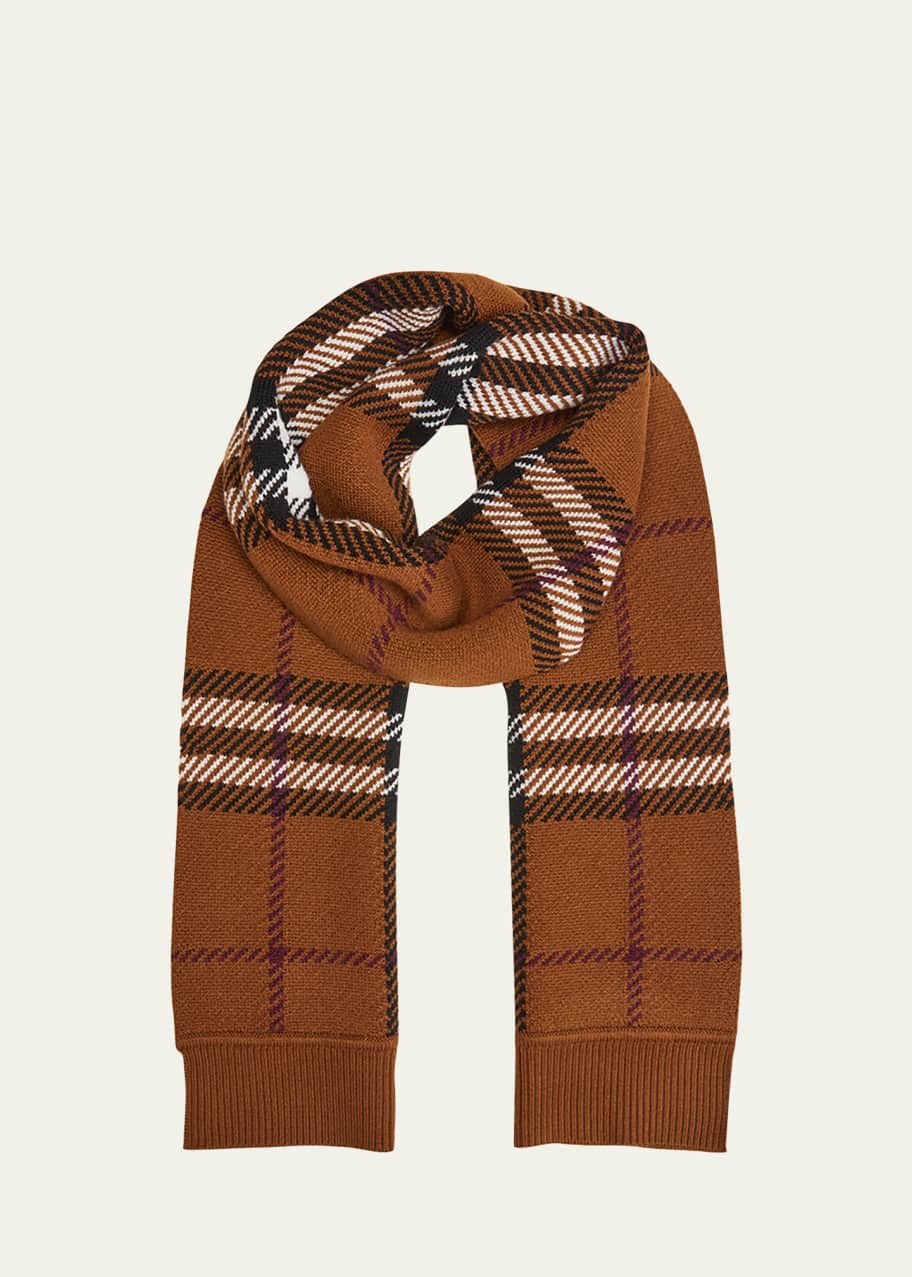 Burberry check hot sale merino wool scarf