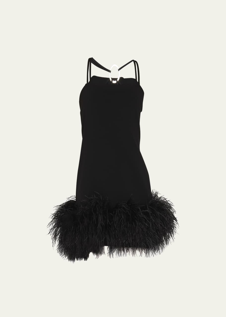 The Attico Fujiko Feather-Trim Side-Slit Strappy Mini Dress - Bergdorf  Goodman