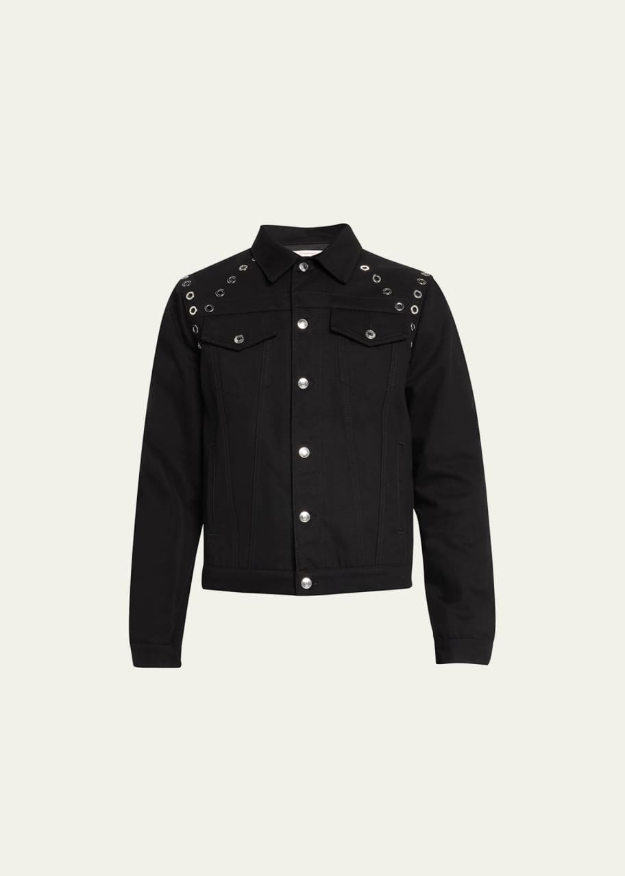 Alexander McQueen Men's Metal Eyelet Denim Jacket - Bergdorf Goodman