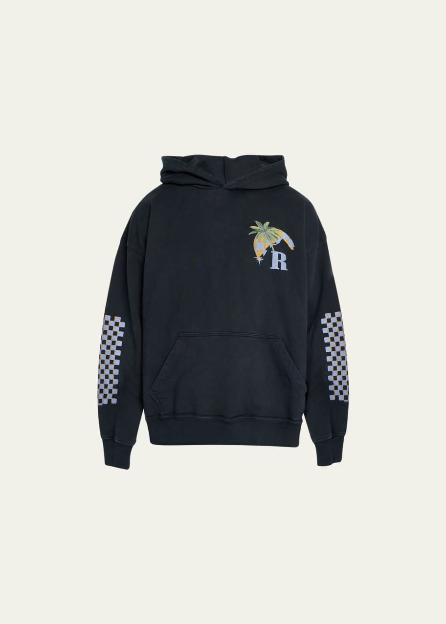 Rhude Moonlight Tropics Print Oversized Vintage Hoodie Black