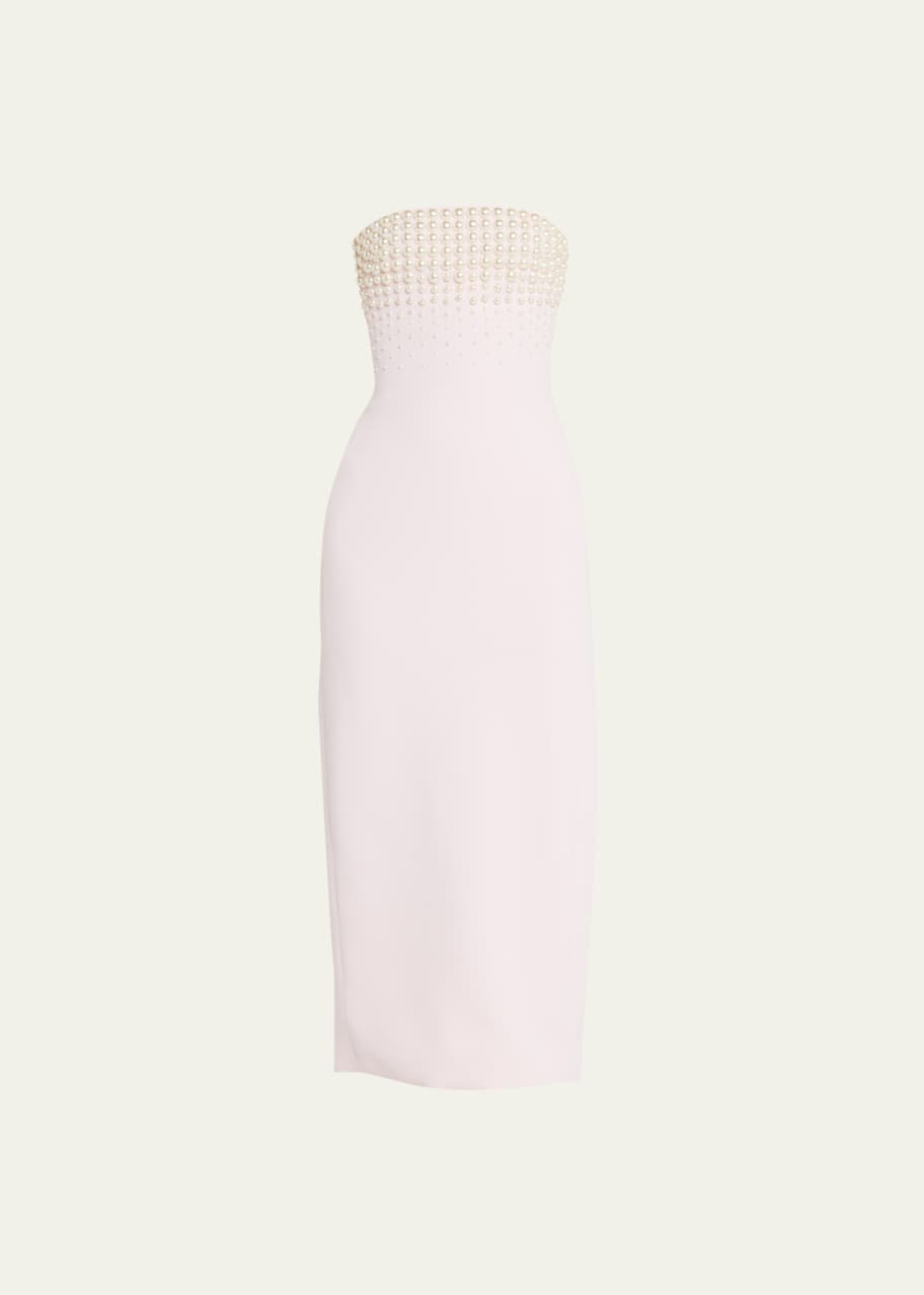 David Koma Pearl Embroidered Strapless Midi Dress - Bergdorf Goodman