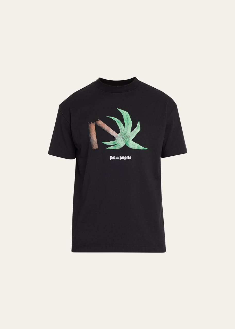 Mens Palm Angels black Broken Palm Print T-Shirt