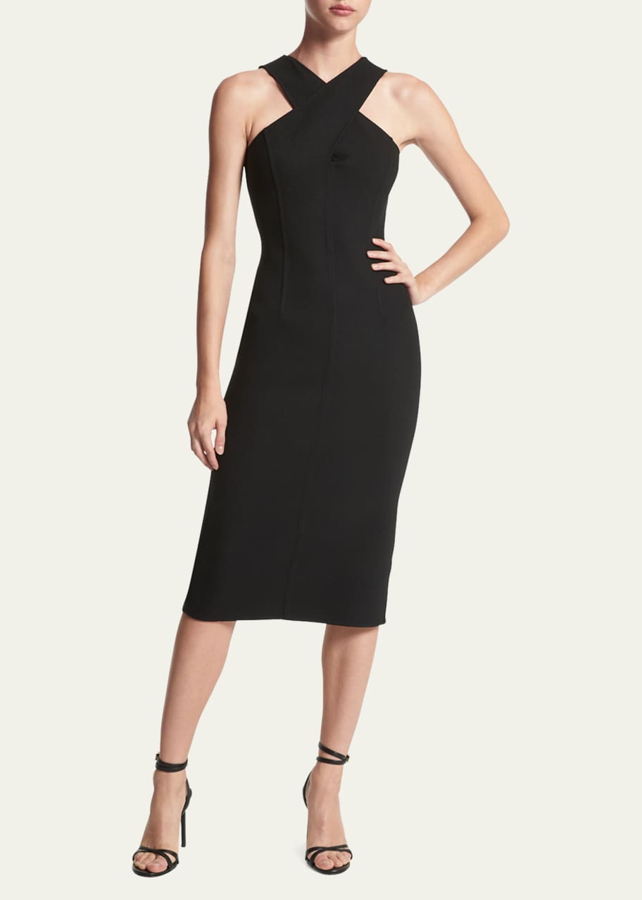 michael kors black midi dress Ruffled Georgette Midi Dress in BLACK - Sale