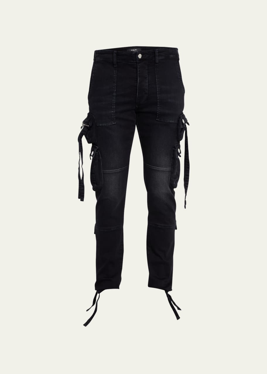 Black Cargo Pants With Straps