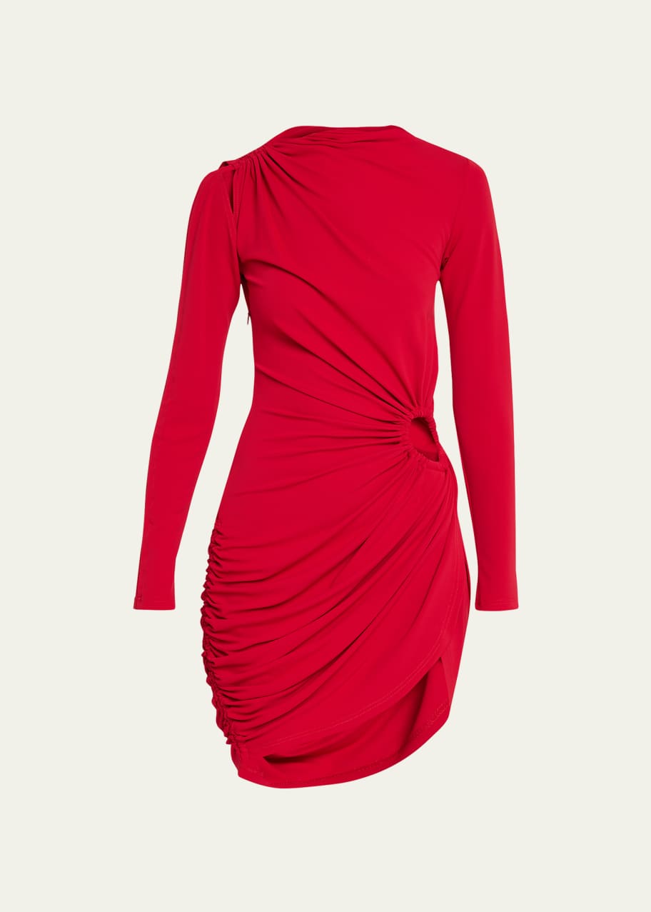 Draped Jersey One Sleeve Mini Dress