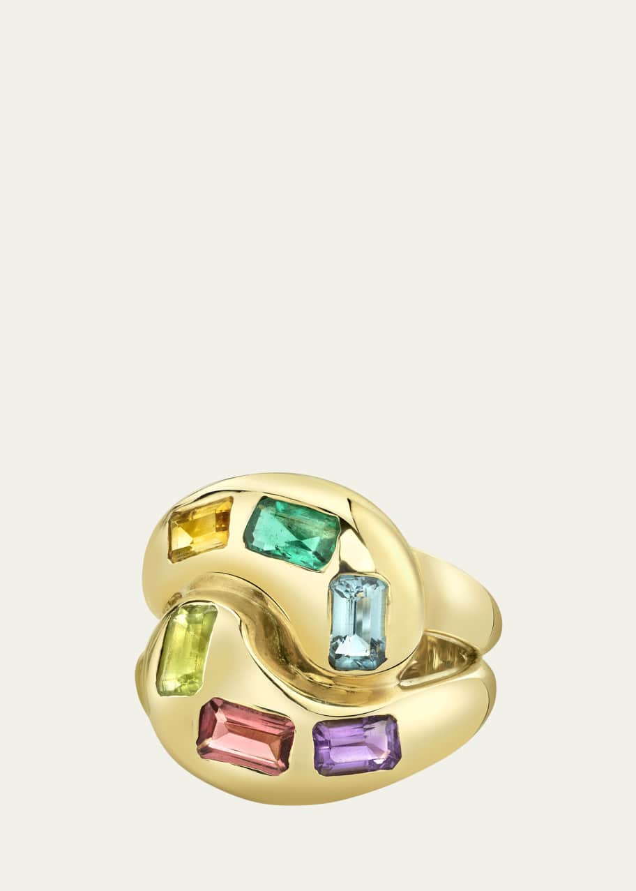 Image 1 of 1: 18k Yellow Gold Multi-Gemstone Knot Ring