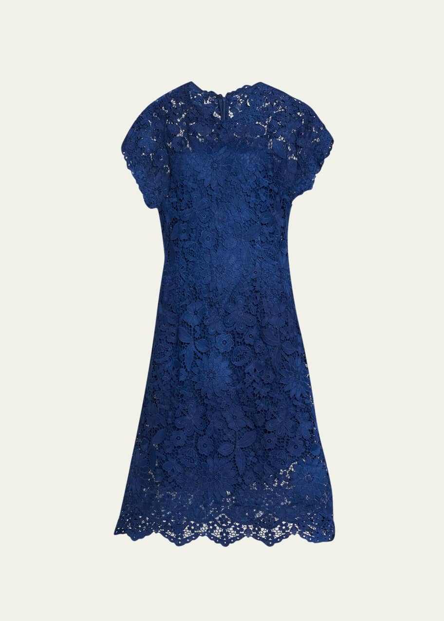 Rickie Freeman for Teri Jon Cap-Sleeve A-Line Lace Midi Dress - Bergdorf  Goodman