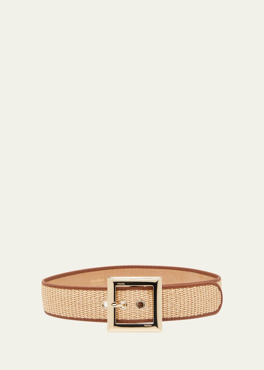 Max Mara Diretta Raffia & Leather Belt Max Mara Diretta Raffia Belt - Bergdorf Goodman main image 4