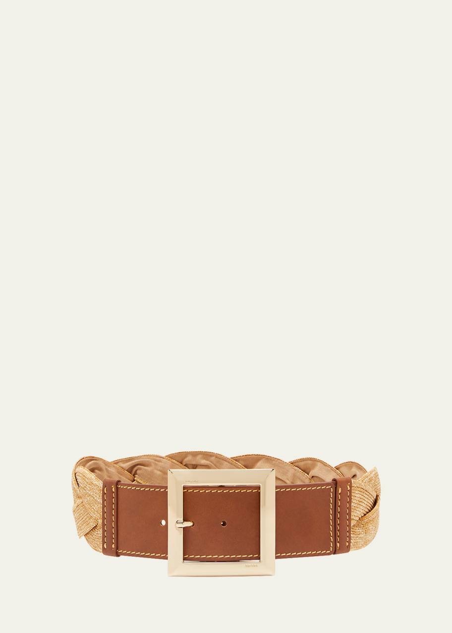 Max Mara Braided Wide Raffia Belt - Bergdorf Goodman display picture 1