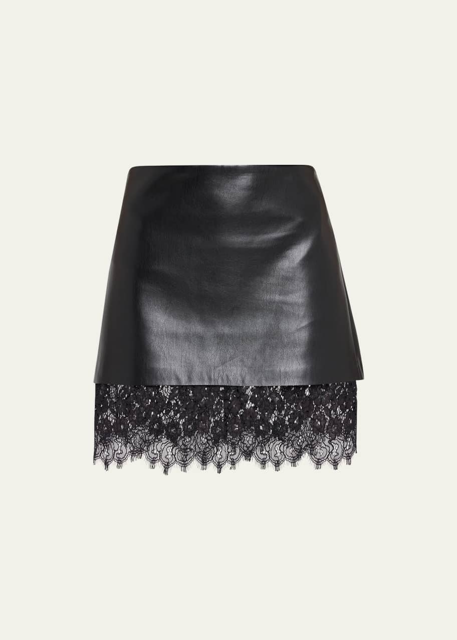 Alice + Olivia Rubi Vegan Leather Tiered Mini Skirt Bergdorf Goodman