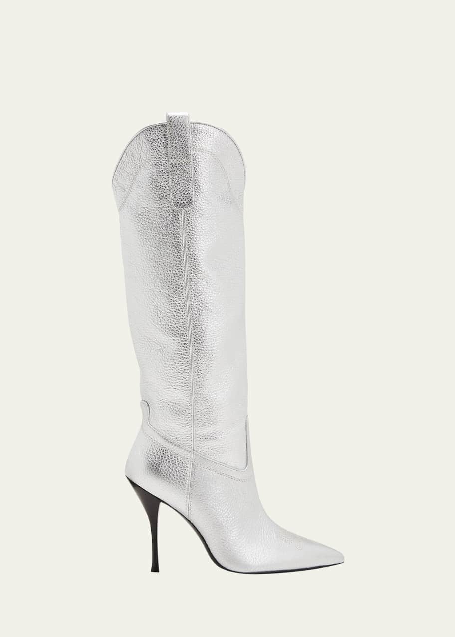 Stuart Weitzman Outwest Metallic Calfskin Stiletto Western Boots