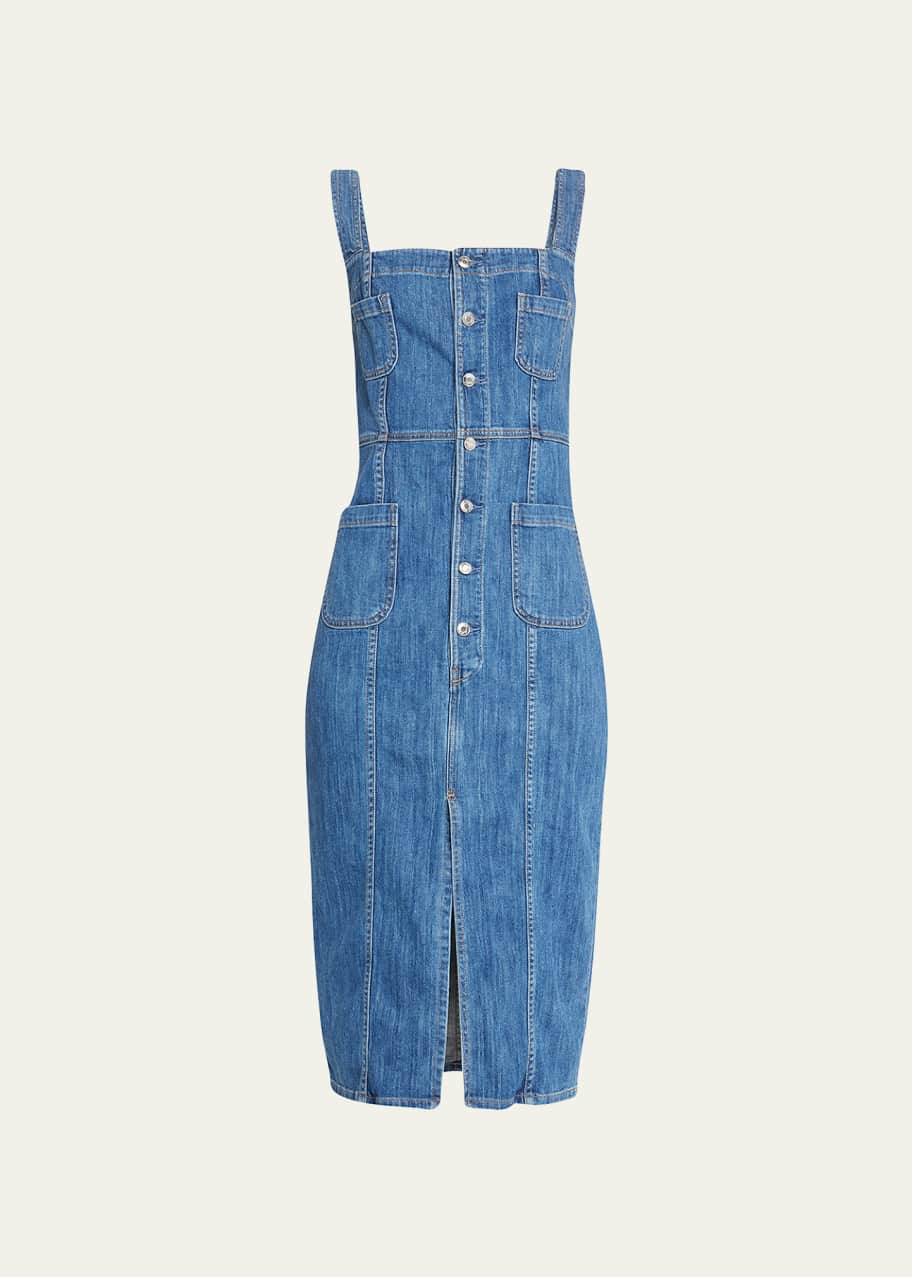 knee length dresses for ladies Lady Black Tie - Forever Mine Light Weight Denim Midi Dress