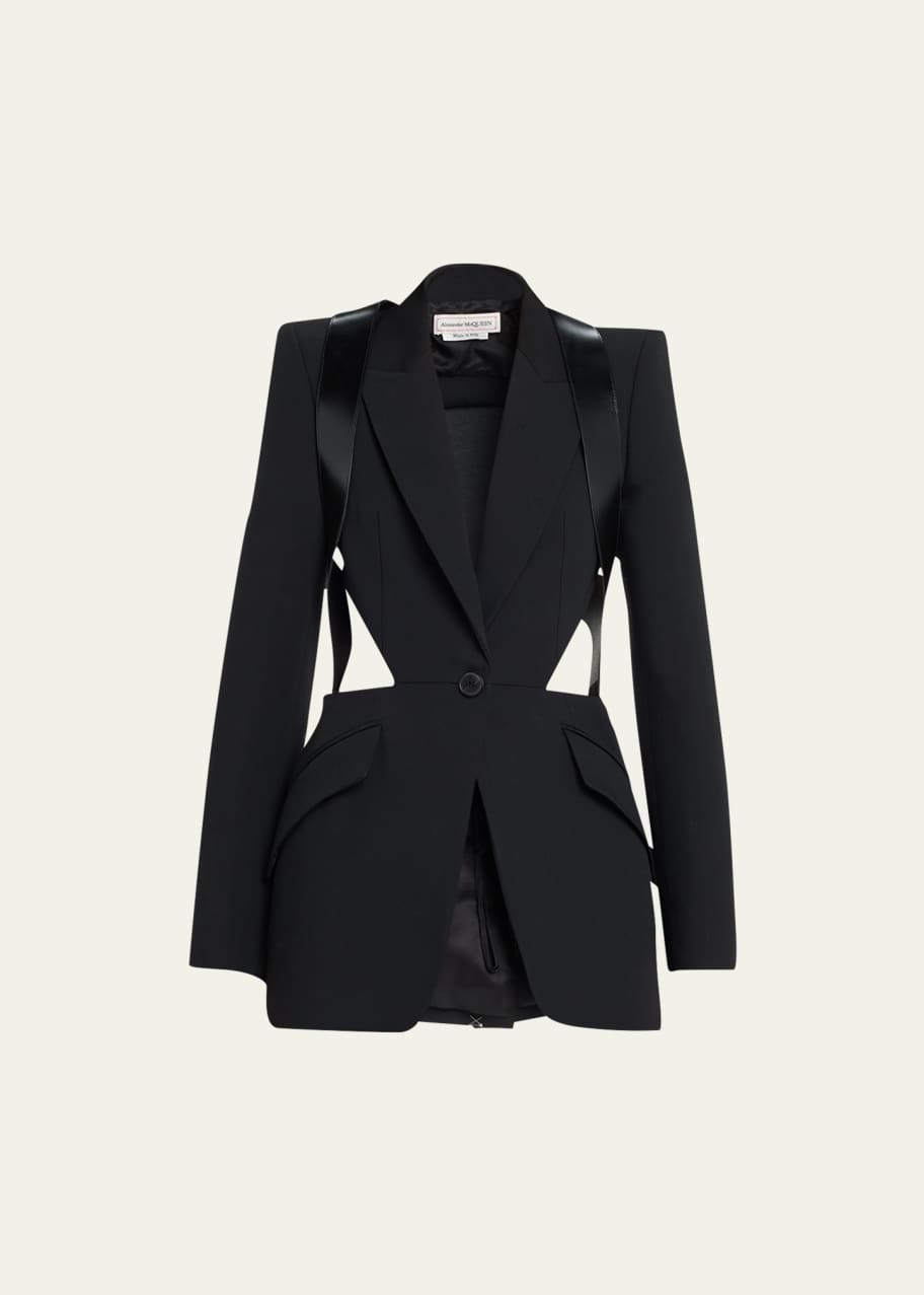 Alexander McQueen Cutout Blazer Jacket with Leather Harness - Bergdorf ...