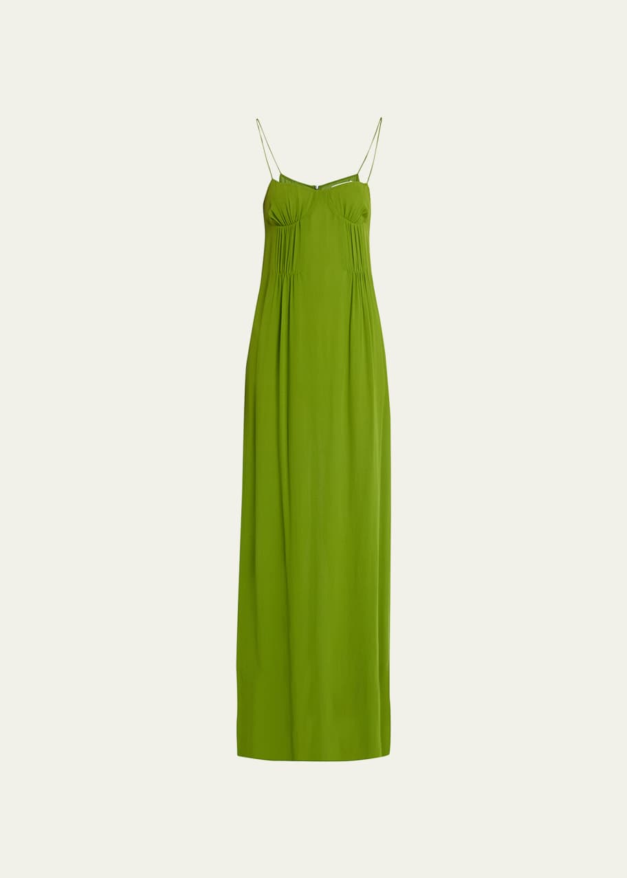 green emerald velvet dress Christopher Esber Green Shoulderless Cashmere Monument Dress main image 1