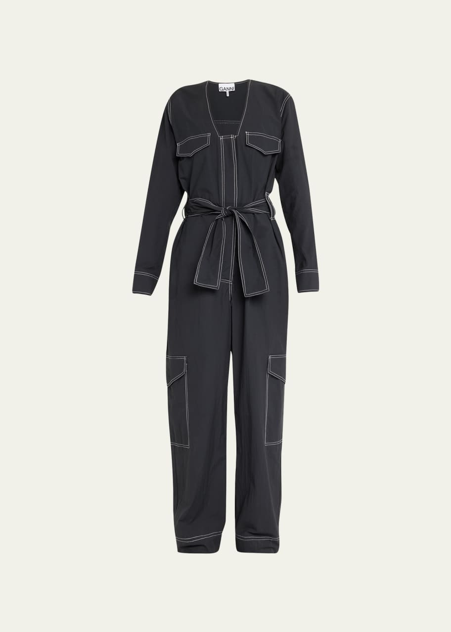 Ganni Topstitch Utility Jumpsuit Bergdorf Goodman