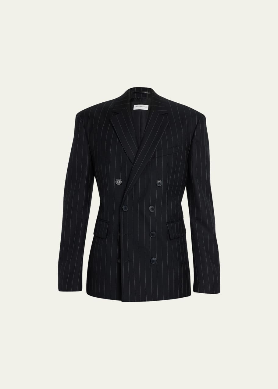 Dries Van Noten Men's Baltan Pinstripe Double-Breasted Jacket