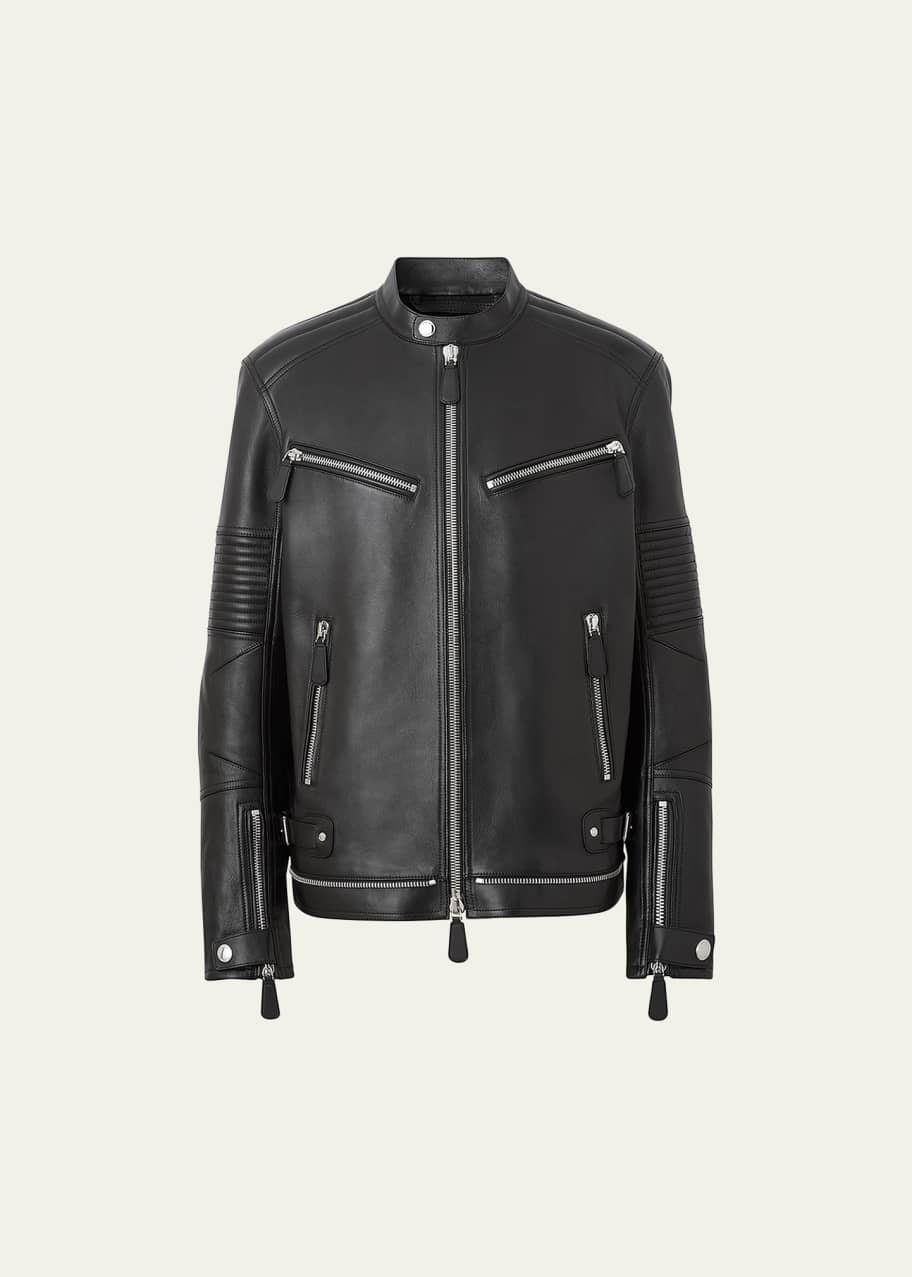Burberry Men's Leather Multi-Zip Racer Jacket - Bergdorf Goodman