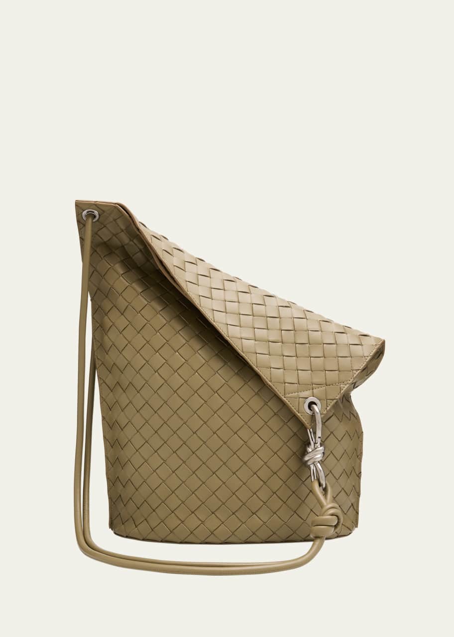 Image 1 of 1: Men's Medium Knot Intrecciato Leather Bucket Bag