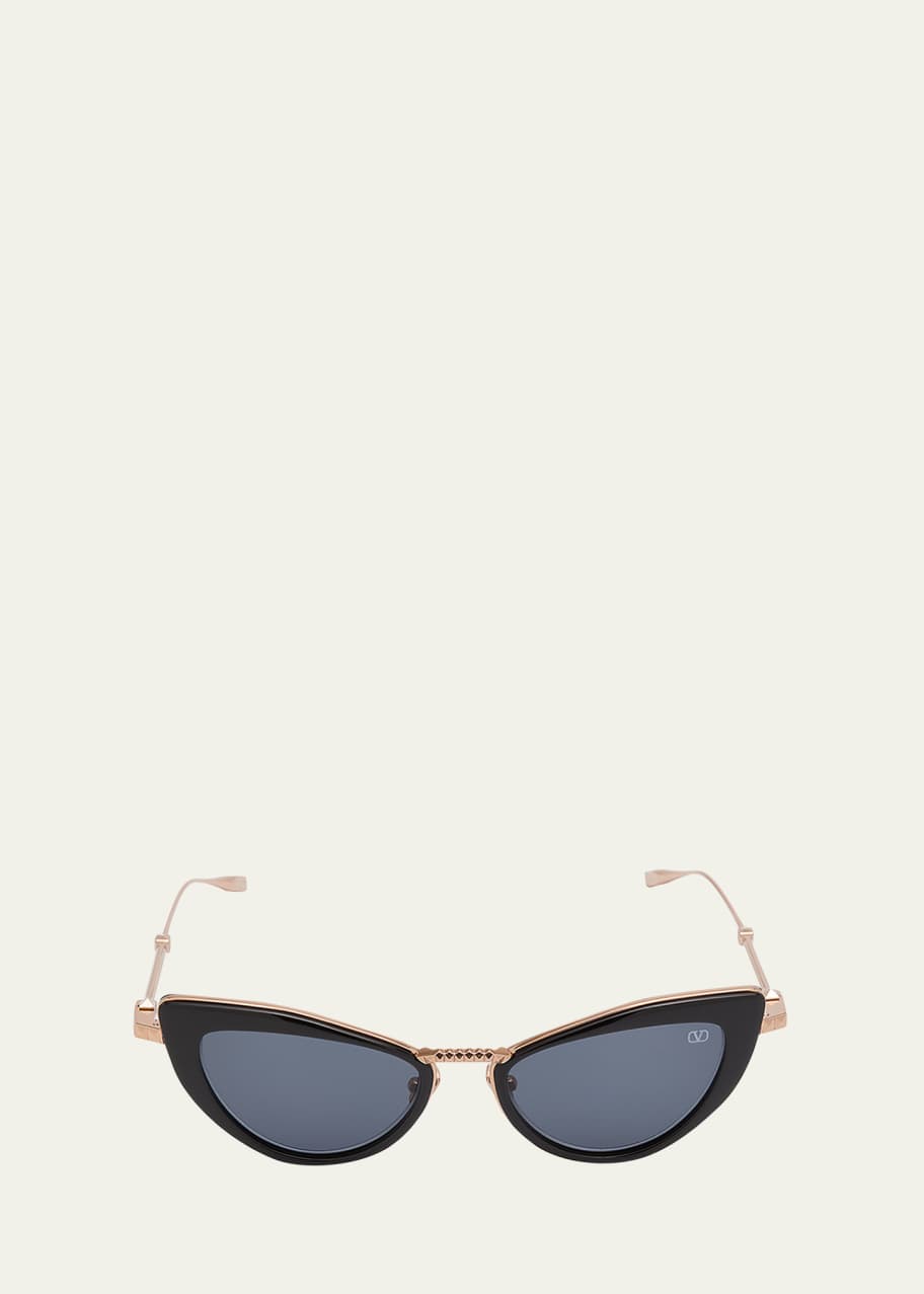 Valentino ブラック サングラス キャットアイ Valentino Garavani VIII Titanium & Acetate Cat-Eye Sunglasses