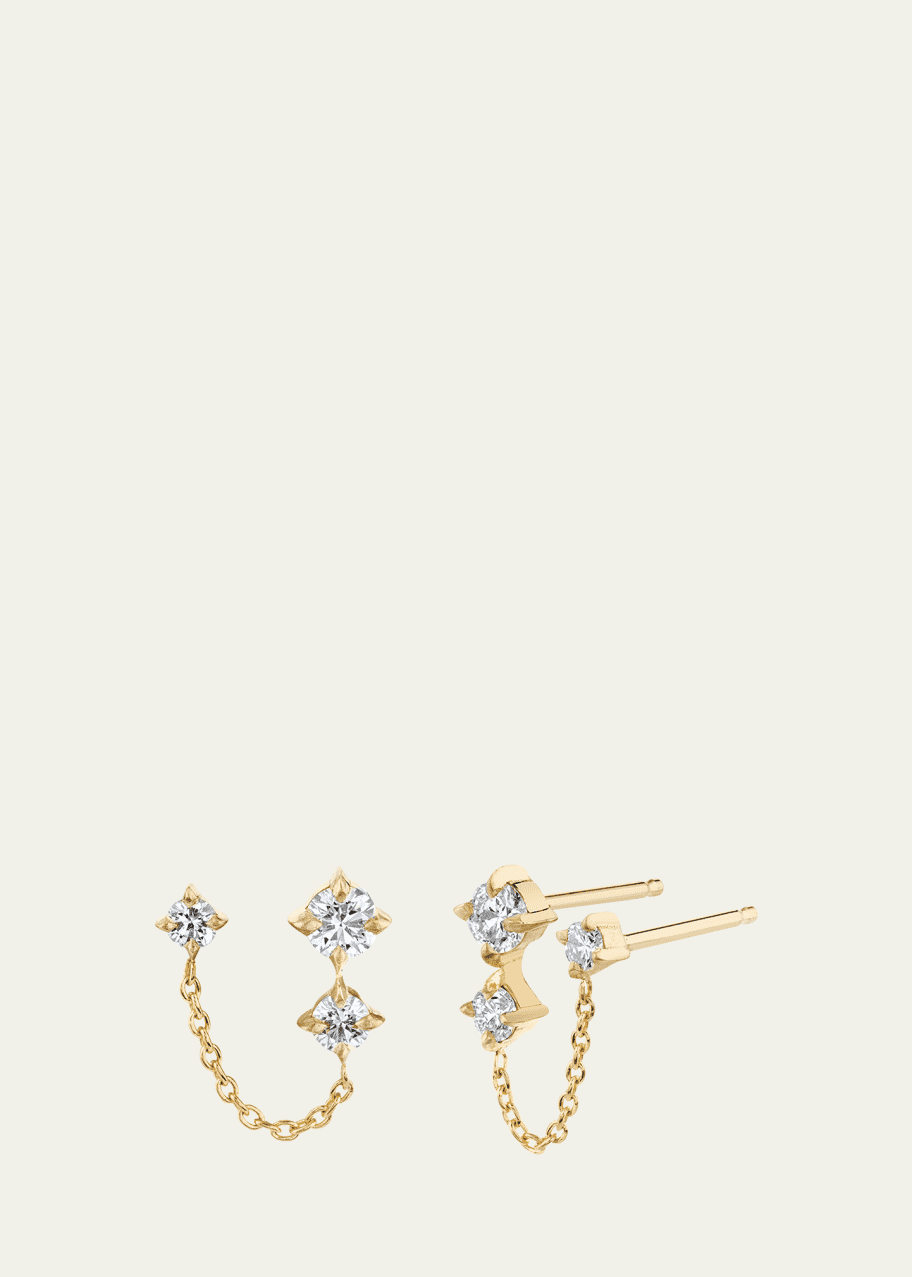 Lizzie Mandler Fine Jewelry Wave Double Piercing 3 Diamond Stud Earring Single Bergdorf Goodman
