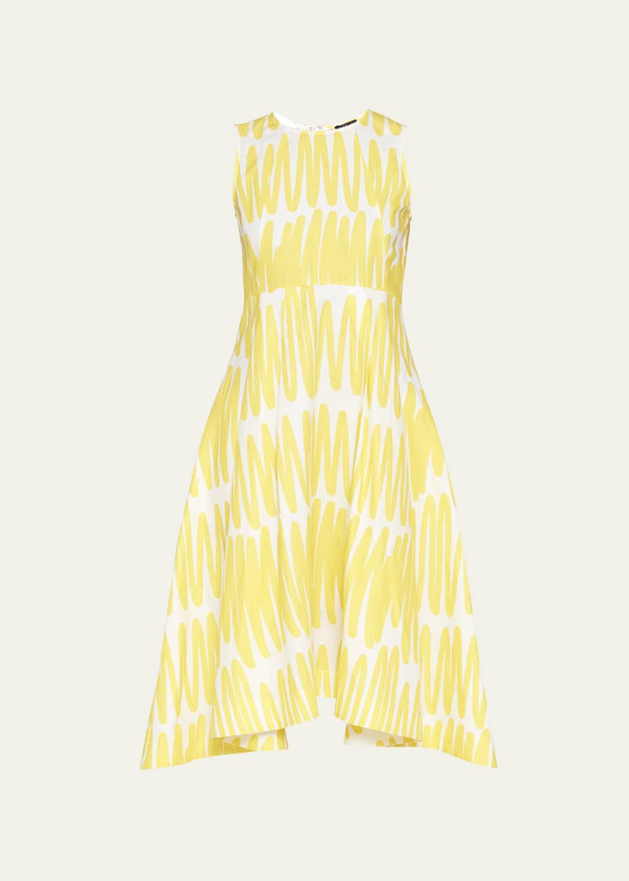 Kiton Abstract Print HighLow Midi Dress Bergdorf Goodman