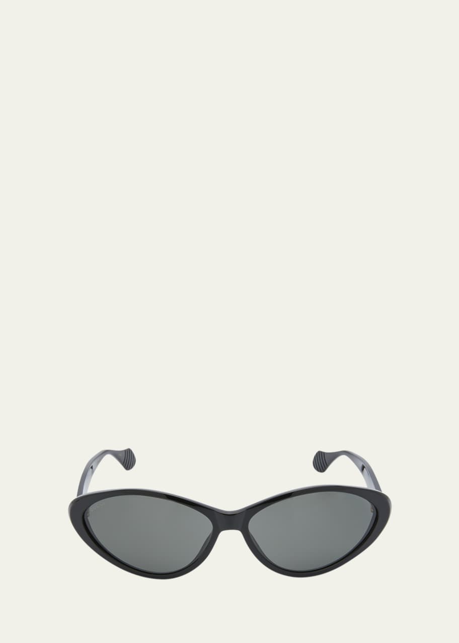 Gucci Monochrome Oval Acetate Sunglasses - Bergdorf Goodman