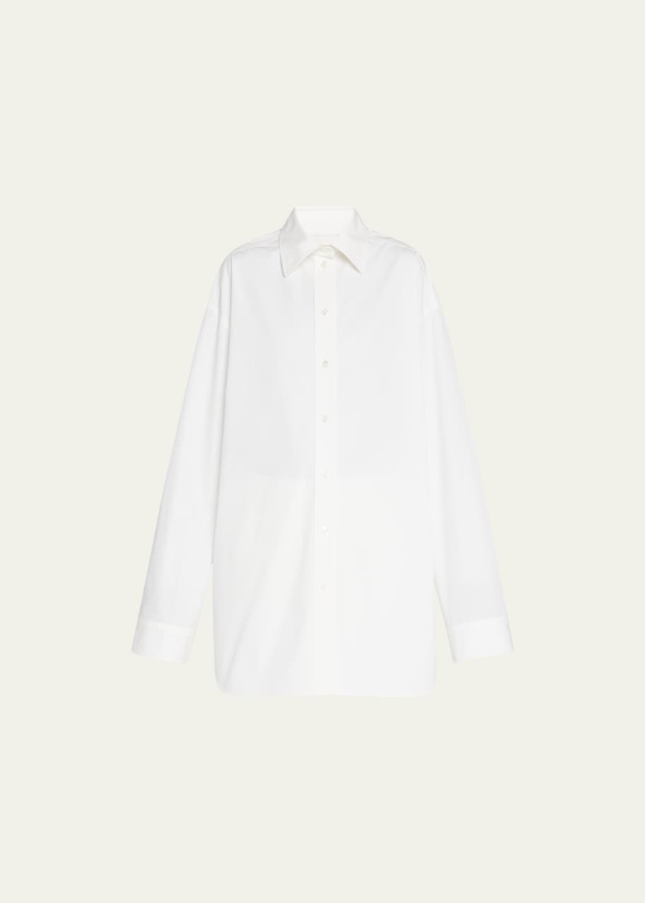 Image 1 of 1: Oversized Button-Down Tunic Shirt
